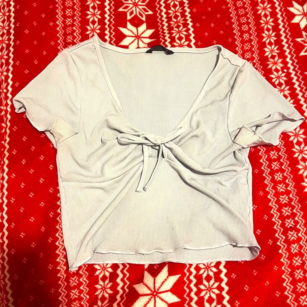 White Lettuce Trim Knot Front Top (M)